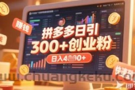 拼多多创业引流项目，每天吸引200+付费创业粉，实现日入多张+稳定收益
