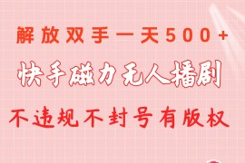 （10410期）快手磁力无人播剧玩法  一天500+  不违规不封号有版权