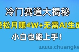 冷门赛道大揭秘，轻松月赚1W+无需AI生成，小白也能上手【揭秘】