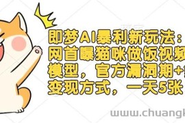 即梦AI暴利新玩法：全网首曝猫咪做饭视频躺Z模型，官方漏洞期+多种变现方式，一天5张