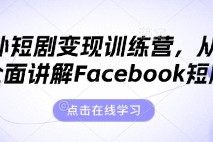 海外短剧变现训练营，从0-1全面讲解Facebook短剧