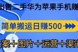 （10470期）闲鱼出售二手华为苹果手机赚钱，简单搬运 日赚500-1000(文案＋图片＋运…