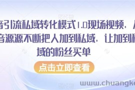 抖音引流私域转化模式1.0现场视频，从抖音源源不断把人加到私域，让加到私域的粉丝买单