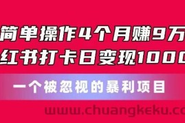 简单操作4个月赚9w，小红书打卡日变现1k，一个被忽视的暴力项目【揭秘】