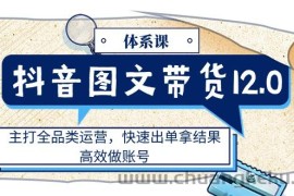 （11276期）抖音图文带货12.0体系课，主打全品类运营，快速出单拿结果，高效做账号