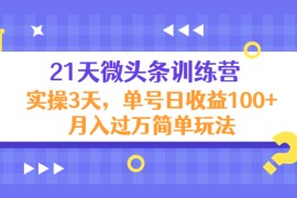（4324期）21天微头条训练营，实操3天，单号日收益100+月入过万简单玩法