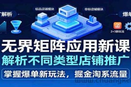 无界矩阵应用新课，解析不同类型店铺推广，掌握爆单新玩法，掘金淘系流量