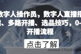 数字人操作员，数字人直播搭建、多路开播、选品技巧，0-1开播流程