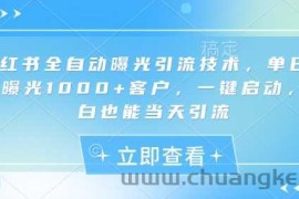 小红书全自动曝光引流技术，单日精准曝光1000+客户，一键启动，小白也能当天引流【揭秘】