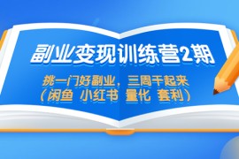 （5445期）副业变现训练营2期，挑一门好副业，三周干起来（闲鱼 小红书 量化 套利）