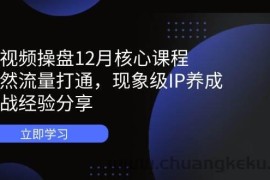 短视频操盘12月核心课程：自然流量打通，现象级IP养成，实战经验分享