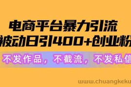 （10168期）电商平台暴力引流,被动日引400+创业粉不发作品，不截流，不发私信