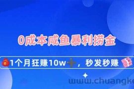 0成本闲鱼暴利捞金，1个月狂赚10W+，秒发秒赚新玩法