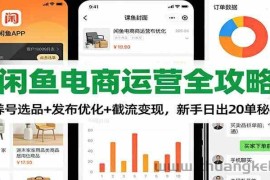 闲鱼电商运营全攻略：养号选品+发布优化+截流变现，新手日出20单秘籍