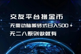 （13091期）交友平台撸金币，无需动脑搬砖式日入500+，无二八原则做就有，可批量矩…