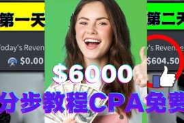 （4305期）短时间赚6000美元分步教程CPA营销免费流量方法赚钱项目!