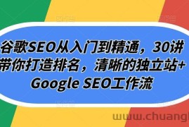 谷歌SEO从入门到精通，30讲带你打造排名，清晰的独立站+Google SEO工作流