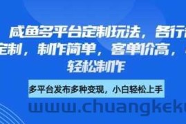 小红书咸鱼多平台定制玩法，各行各业的职业头像定制，制作简单，客单价高，小白也能轻松制作