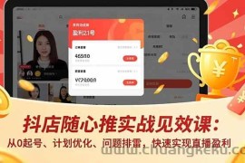 （16726期）抖店随心推实战见效课：从0起号、计划优化、问题排雷，快速实现直播盈利