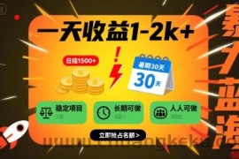 一天收益1-2k+ 稳定项目，暑期暴力蓝海项目，长期稳定，人人可做【揭秘】
