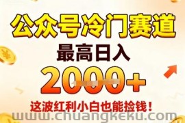 公众号冷门赛道，最高日入1k+，这波红利小白也能捡钱！