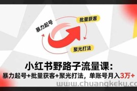（16513期）小红书野路子流量课：暴力起号+批量获客+聚光打法，单账号月入3万+