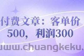付费文章：客单价500，利润300