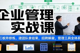 企业管理实战课：阿里三板斧修炼，建团队拿结果，招聘解雇，管理工具全体系教学
