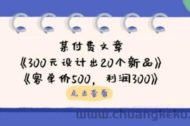 公众号付费文章：《300元设计出20个新品》+《客单价500，利润300》
