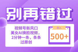 （10473期）别再错过！小白也能做的视频号赛道新风口，美女视频一键创作，日入500+