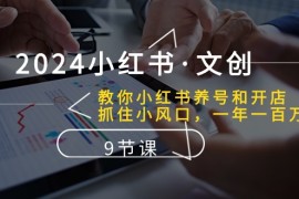 （10440期）2024小红书·文创：教你小红书养号和开店、抓住小风口 一年一百万 (9节课)