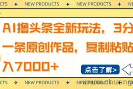 （14503期）AI撸头条全新玩法，3分钟一条原创作品，复制粘贴月入7000+