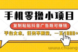 （14254期）手机零撸小项目，复制粘贴抖音广告即可赚钱，平台大水，任务不限量，一…