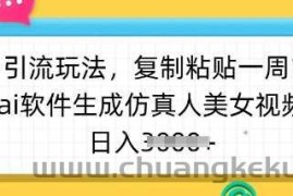 暴力引流玩法，复制粘贴一周1w粉，ai软件生成仿真人美女视频，日入多张