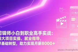 （17360期）剪辑师小白到职业高手实战：四大项目实操、就业指导，零基础转型，助力实现月薪8000+