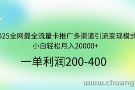 （14126期）2025全网最全流量卡推广多渠道引流变现模式，小白轻松月入20000+
