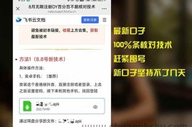 （15664期）8月无限注册DY百分百不跳核对技术，新口子，缺抖音号的兄弟们抓紧囤起来