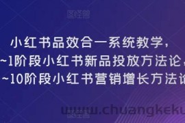 小红书品效合一系统教学，​0~1阶段小红书新品投放方法论，​1~10阶段小红书营销增长方法论