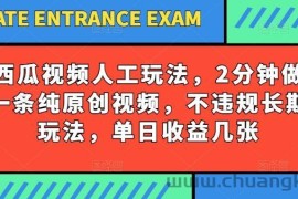 西瓜视频写字玩法，2分钟做一条纯原创视频，不违规长期玩法，单日收益几张