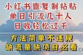 小红书靠复制粘贴单日引流几十人目收轻松过千，方法简单不违规【揭秘】