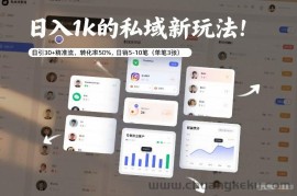 日入1k的私域新玩法：日引30+精准流，转化率50%，日销5-10笔（单笔3张）