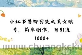 小红书男粉引流项目之美女账号6，简单制作，条条爆款原创，不违规