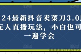 2024最新抖音卖菜刀3.0版本无人直播玩法，小白也可以一遍学会【揭秘】