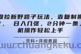 网盘拉新野路子玩法，靠复制搬运图文， 日入几张，2分钟一条，手机操作轻松上手