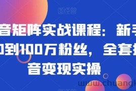 抖音矩阵实战课程：新手从0到100万粉丝，全套抖音变现实操