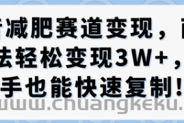抖音减肥赛道变现，两种玩法轻松变现3W+，新手也能快速复制