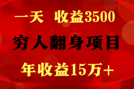 1天收益3500，一个月收益10万+ ,  穷人翻身项目!