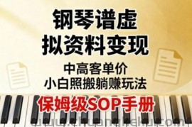 小红书钢琴谱虚拟资料变现，中高客单价，小白照搬的“躺賺”玩法【保姆级SOP手册】
