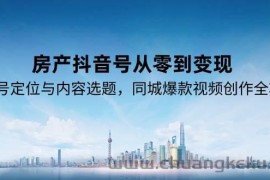 （15104期）房产抖音号从零到变现，账号定位与内容选题，同城爆款视频创作全攻略