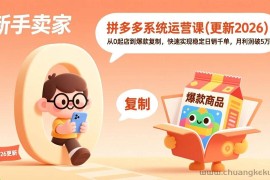 （17202期）拼多多系统运营课(更新2026)，从0起店到爆款复制，快速实现稳定日销千单，月利润破5万